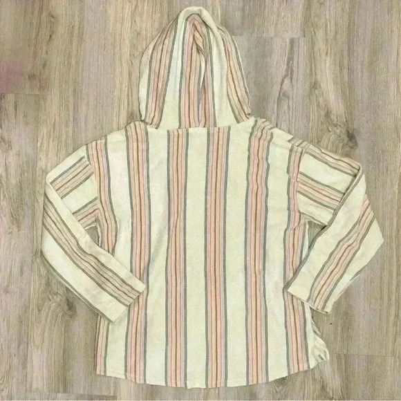 Southern Spirit Striped Beach Vacation Comfy Hoodie Poncho Sweatshirt Size S - Picture 6 of 10